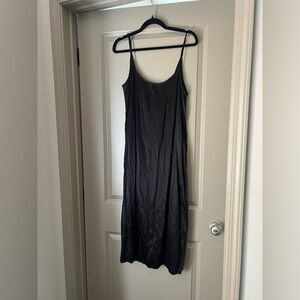 Divided Black Silk Midi Dress
